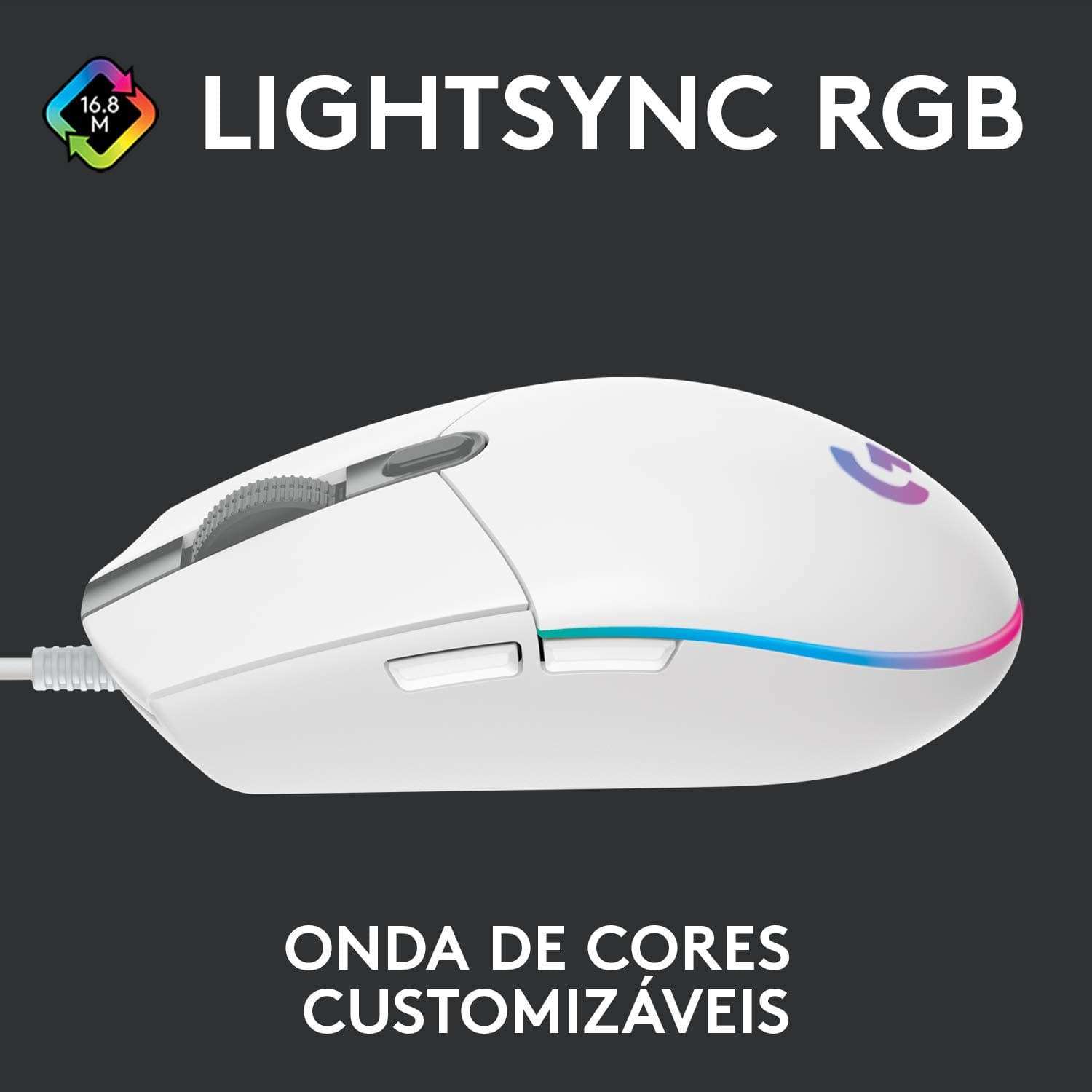 Logitech G203 LIGHTSYNC Mouse Gaming con Iluminación RGB Personalizable, 6 Botones Programables Seguimiento de hasta 8,000 DPI, Ultra-ligero - Blanco thumbnail 2