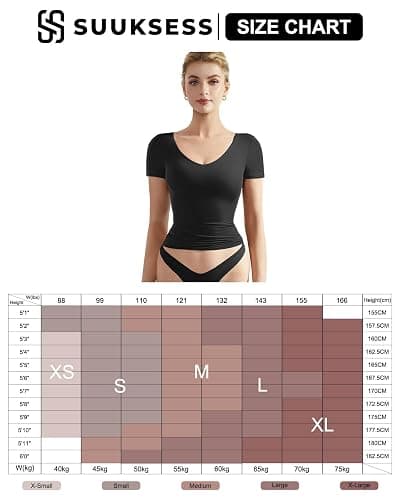 SUUKSESS Women Double Lined Fitted Basic Tee Sexy V Neck Short Sleeve Y2K Crop Top thumbnail 7