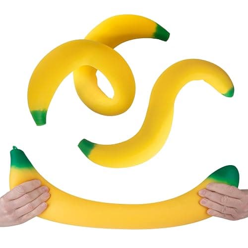 ORB Easy Sqweezy Giant Stretchy Banana - Stretches Up to 6 Feet Long - Huge Jumbo Sized Squishy Fruit Toy, Perfect to Squeeze for Stress Relief - Fun Sensory / Fidget Novelty Toy for Kids and Adults thumbnail 5
