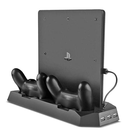 ICESPRING Vertical Stand Charger Cooling Station for PS4 Pro/Slim 2-in-1 with Dual Charger Ports and USB HUB - Image 1
