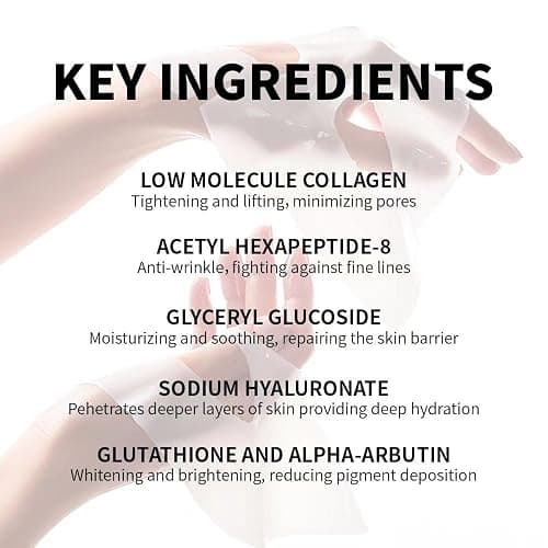 MUQIAN Rosemine Deep Collagen Anti-Wrinkle Lifting Overnight Mask Facial sheet masks with low molecular weight collagen for lifting, firming, and moisturizing 5 Packs thumbnail 8