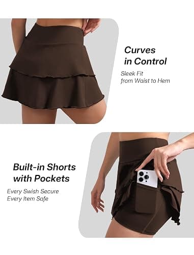 DLOODA Tennis Skirt for Women, Double Ruffle Golf Skirt High Waisted Flowy Athletic Skort with Pockets Workout Pickleball Y2K thumbnail 5