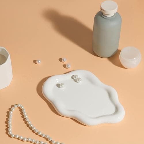 Lynagert Cloud Trinket Dish, Chubby Jewelry Tray, Ceramic Jewelry Ring Trinket Dish for Rings Earrings Necklace Organizer, Mother's Day Thanksgiving Christmas Birthday Bridesmaid Gifts (White) thumbnail 5