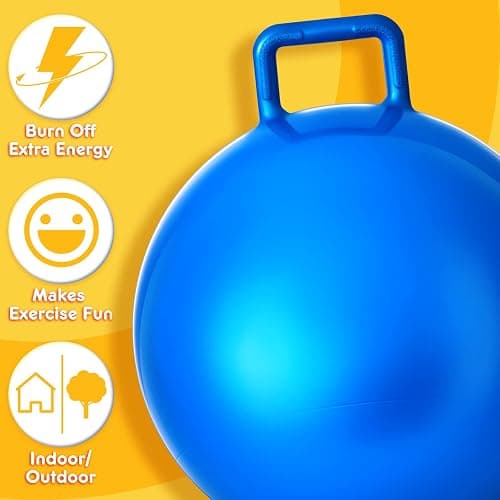 Lewtemi 3 Pcs Hopper Ball, 22", Red, Blue, Yellow | Hippity Hop Balls with Air Pump, Indoor Outdoor Games, Balance Sports Exercise, Fun Hopping Gifts, for Kids Children Adults thumbnail 4