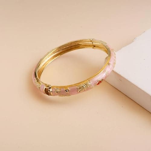 Gracayfr Vintage Flower Bangle Chinoiserie Cloisonne Bracelet Summer Elegant Vibrant Ethnic Jewelry Gifts For Women Best Friend Mom Sister thumbnail 2