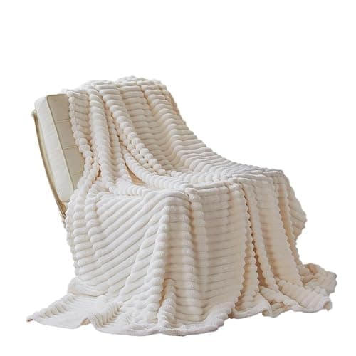 DOTBUY-SHOP Flannel Blanket Soft Throw Blanket, Warm Blankets and Throws, Thickening Throw fit all Season, Versatile Flannel Blankets For Sofas, Bed, Travel (45x65cm,Off-white) thumbnail 5