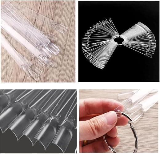 200Pcs Fan-shaped Nail Swatch Sticks,Clear Nail Color Swatches Display for Gel Polish, Nail Sample Practice Sticks,with Ring Holder for (Clear) thumbnail 7