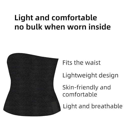 Nuaiute Waist Trainer for Women, Band Weight Loss Fat Trainers Belly Shaper Wrap Waist Working Out Trimmer Belt Gym Abdomen Cinturilla Bands Adjustable and Wrap-Around Suitable for Men Women (Black) thumbnail 5