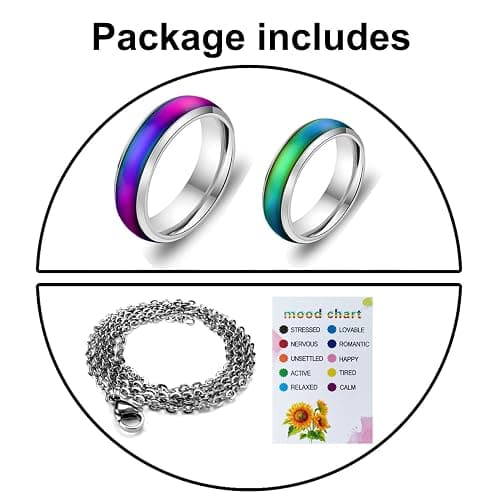 Viseaga 2 Pcs Mood Rings for Kids Men Women With Color Mood Chart Stainless Steel Band Mood Jewelry thumbnail 5