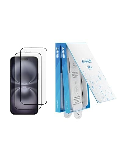 Anker Screen Protector, Bubble-and-Dust-Free iPhone HD Tempered Glass, Durable and Drop-Proof with 9H Hardness, Easy Installation Exclusively for iPhone 16 Plus 6.7-Inch (2-Pack) - Image 1