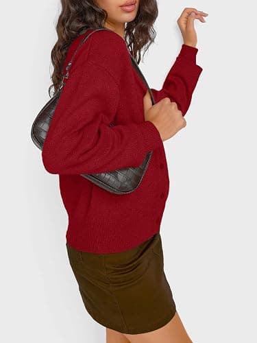 Trendy Queen Cropped Cardigan Sweaters for Women Lightweight Crop Knit Y2k Fall Outfits Fashion Clothes 2025 thumbnail 3