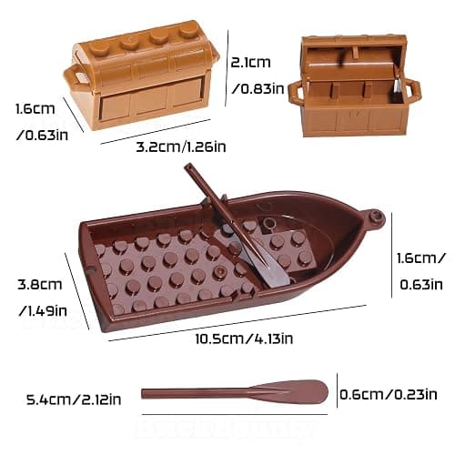BrickBounty 220 Pcs Pirate Treasure Money Parts Building Blocks, Expedition Wooden Boats Treasure-Maps, Cash Chests with Gold Nuggets, Pretend Play Dollar for Friends City Farm Series Bricks thumbnail 3
