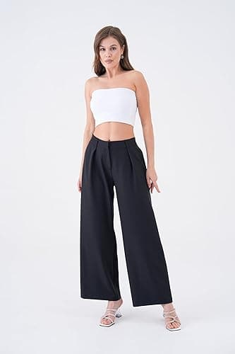 Wide Leg Work Pants Women’s Elastic High Waisted Casual Office Dress Pants Trousers with Pocket Normal and Plus Size Slacks thumbnail 9