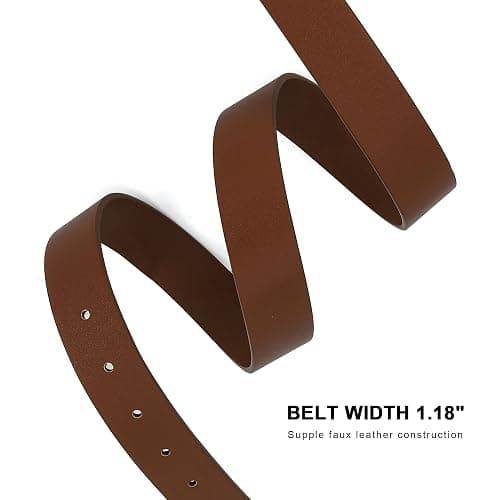 Earnda Leather Belts for Women Casual Fashion Waist Belt with Liquid Shapes Gold Buckle for Jeans Pants Dresses thumbnail 4