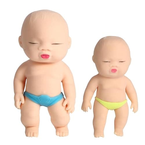 AHHSOY 2 Pack Squeeze Stress Doll Toys, Cute Little Baby Doll Fidget Toys, Stress Relief Sensory Squishy Toys for Kids Adults (White) - Image 1