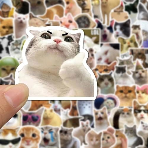 Yuyul 100 Pcs Cute Cat Meme Stickers, Funny Kitten Stickers for Journaling Laptop Scrapbook Water Bottles Guitar Suitcase, Waterproof Vinyl Decals for Teens Adults Gift thumbnail 5