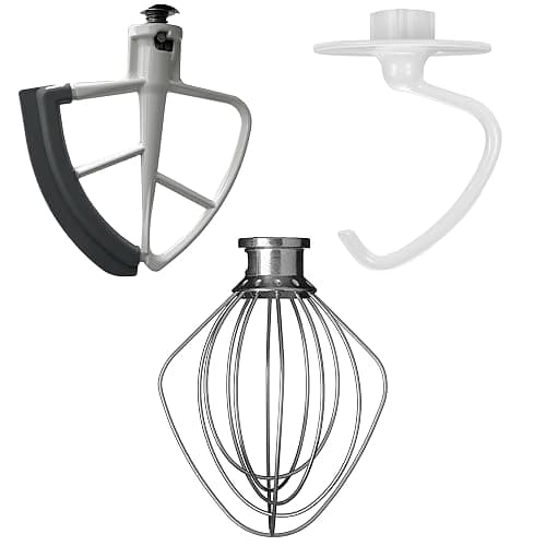 Replacement Glass Mixer Bowl with Lid and Attachments Set, 4.5-5 Qt,Compatible with Kitchenaid Tilt-Head Stand Mixers, Includes Beaters, Dough Hook, Wire Whip (Frosted color) thumbnail 6