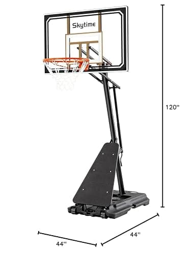 Skytime Basketball Hoop 44&48 Inch Backboard Portable Basketball Goals Outdoor,5.3-10ft Stepless Regulation Crank Adjust Basketball Goal System thumbnail 7