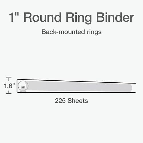 Oxford Ring Binders, 1" Round Ring Binders, View Binder, Covers on 3 Sides, XtraLife Hinge, Non-Stick, PVC-Free, White, 225 Sheet Capacity (1002512) thumbnail 2