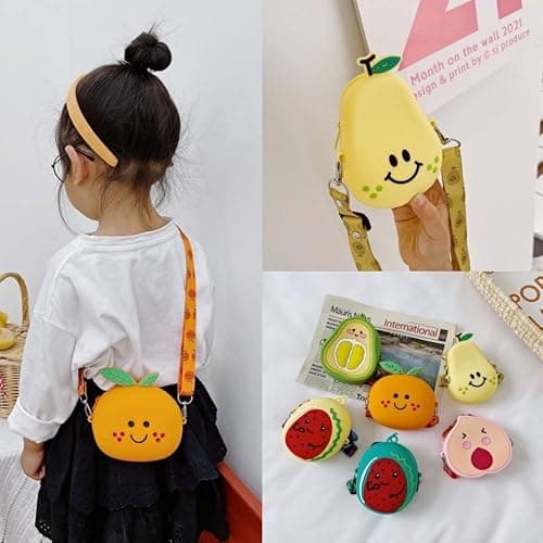 JUCHAO Silicone Mini Coin Purse Shoulder Bag Cartoon Kids Purse for Children's Handbags Shoulder Bag for Toddler Little Girl (Orange) thumbnail 7