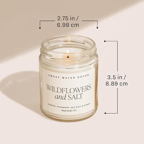 Sweet Water Decor Salt and Sea Patterned Candle – Soy Candles with Sea Salt, Citrus, Musk, Amber Aroma– 40 Hour Burn – 9oz Clear Glass Jar – Ocean Summer Candles for Home Decor thumbnail 7