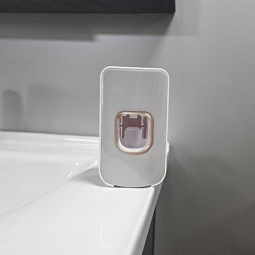 2 Slot Toothbrush Holder and Toothpaste Dispenser Wall Mounted, Automatic Toothpaste Squeezer, 2 in 1 Tooth Brush Toothpaste Organizer for Shower (Light Grey) - Light Grey - 1 thumbnail 6