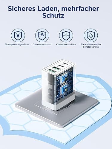 Aioneus USB C Ladegerät, 4 Ports Mehrfach Ladegerät mit USB-C und USB-A, 40W Schnellladegerät PD 3.0 Power Adapter USBNetzteil für iPhone 16 15 14 Pro Max 13 12 11 SE 2020 XS XR 8 7, Samsung, Handys thumbnail 4