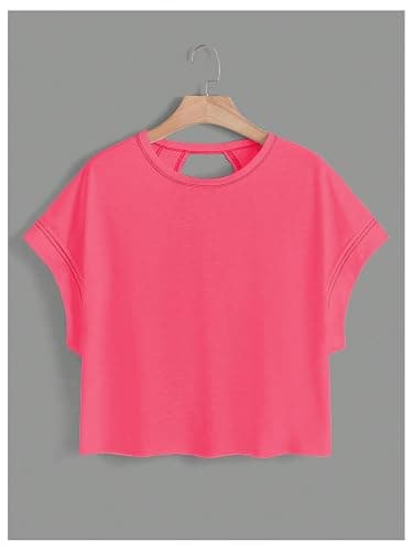 SOLY HUX Women Open Back Tops Workout Backless Tee Casual Athletic Shirts Short Sleeve Oversized Gym T Shirt thumbnail 2