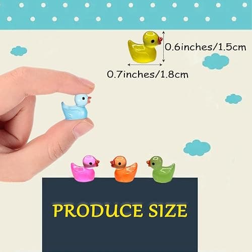 Cidinge 60 Pcs Mini Resin Ducks Luminous Tiny Ducks Miniature Duck Glow in The Dark for DIY Garden Dollhouse Duck Accessories Micro Landscape Aquarium Party Decor thumbnail 5