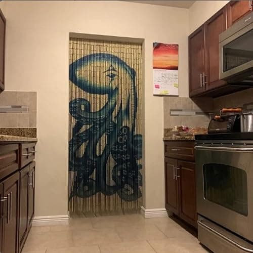 TACHILC Octopus Wooden Beaded Door Curtain - 36 x 78 in- Bead Doorway Curtain - Bead Curtain for Door Decoration & Room Divider thumbnail 2