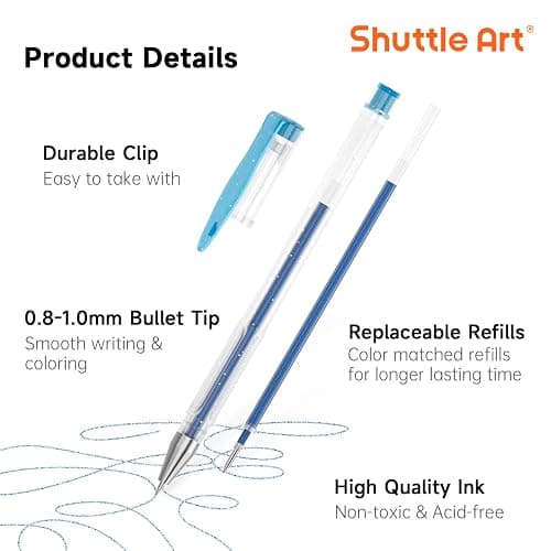Shuttle Art 360 Pack Gel Pens Set, 180 Colors Gel Pen Set Plus 180 Color Refills Perfect for Adult Coloring Books Doodling Drawing Art Markers thumbnail 5