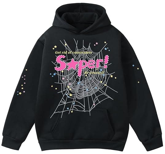 EMILYLE Y2K Spider Hoodie Cobweb Pattern Print Unisex Sweatshirt Men Women Graphic Outwear - Image 1
