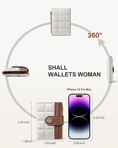 BOSTANTEN Small Wallet for Women Leather RFID Blocking Card Holder Bifold Compact Wallets With Zipper Coin Pocket Beige＆Brown thumbnail 3