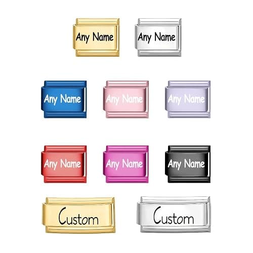 papasgix 1-5pcs Custom Italian Charms Links with Text, Personalized Gold Italian Charms Italian Silver Charm Bracelet Link Personalized Bracelet DIY Gift - Image 1