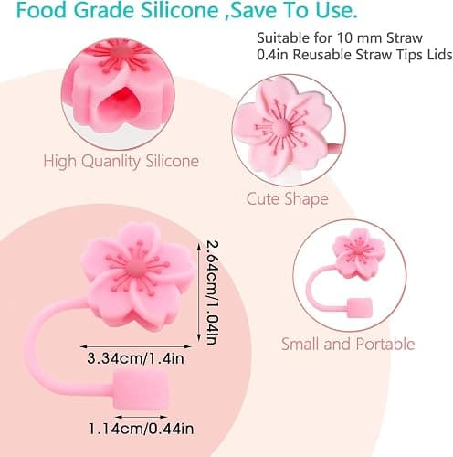 BTYHAOS Silicone Straw Caps for 10mm Tumblers | Reusable Dust-Proof Straw Toppers Compatible with Stanley 30oz & 40oz Tumbler (pink 3p) thumbnail 3
