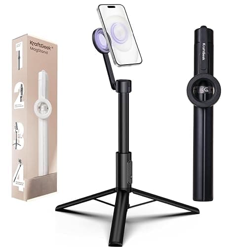 KraftGeek Magnetic Phone Tripod for iPhone MagSafe, 64" Selfie Stick Cell Phone Tirpod Stand for Video Recording, Vlogging & Content Creation - Image 1