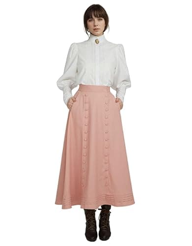 daizbella Victorian Blouse Women Puff Sleeve Blouse Button Down Ruffle Dressy Shirts Tops thumbnail 2
