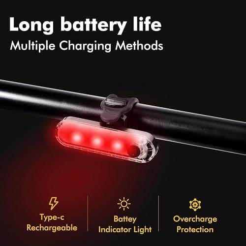 Bike Lights for Night Riding Rechargeable 9500 Lumen Bicycle Lights Front and Rear Rechargeable 5 Adjustable Modes 5 Bike Headlight and Tail Light Set 5 Adjustable Modes for Cycling thumbnail 7