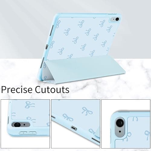 Fycyko Trifold Stand Case for iPad 11th Generation (A16) 2025 11 Inch/iPad 10th Generation 2022 10.9 Inch, Stylish Cute Blue Bow Pattern Aesthetic Printed Design Protective Cover-Blue Bow thumbnail 4