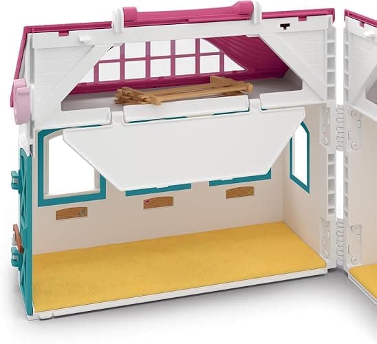 Schleich Horse Club - 60PC Little Horseshoe Open Stable Playset - Easy Carry Set with 2 Horse Figurines, Action Figure, Stable and Accessories - Toy Horses for Girls and Boys - Kids Ages 4+ | 42703 | Set includes hutch, 2 horses, movable girl figure & accessories | great gift for girls and boys | toys from 5 years thumbnail 10