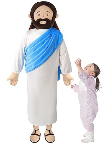 Yelakey Giant Jesus Plush 6 Ft Jesus Stuffed Doll Plushie Toy Christian Pillow Religious Decoration Gift for Christening Easter (Blue) - Image 1