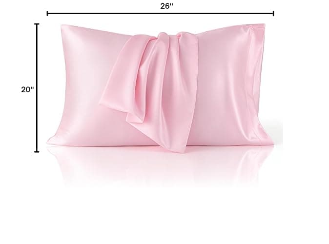Bedsure Satin Pillowcase Standard Set of 2, Similar to Silk Pillowcase Pink | Reduces Hair Frizz & Skin Friction, Decorative Covers, Room Decor, Gifts for Women Men, Envelope Closure, Cooling, 20" x 26" thumbnail 3