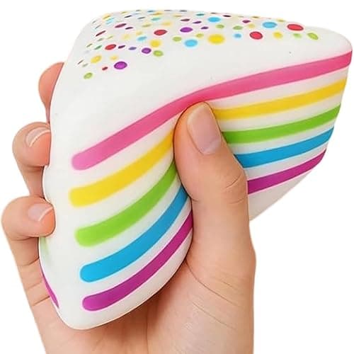 Rainbow Cakes Stress Ball 10x10x9.5cm Soft Rainbow Cake Squeezing Toy Exercises Fingertip Jumbo Food Fidget Dessert With Stress Relief Stretchy Cake Squeeze Toys For Working And Studying thumbnail 9