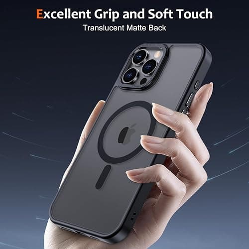 Anuck Case for iPhone 15 Pro Max Case Magnetic Phone Case Compatible with MagSafe, Soft TPU Bumper Hard Translucent Matte Back Slim Fit Shockproof Protective Cover for Men Women Girls - Black thumbnail 5