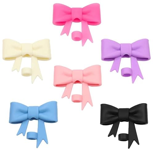 Hpebl 6Pcs Silicone Straw Toppers Covers for Stanley Cups 40/30oz 10mm(0.4in) Dust-Proof Bow Straw Covers Toppers Suitbale for Stanley Cup Accessories Reusable Straws Caps (Colorful B) - Image 1
