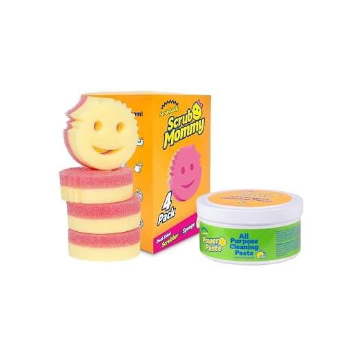 Scrub Daddy Sponges & PowerPaste XL Value Pack - 4 Scrub Mommy Multipurpose Dish Sponges & PowerPaste XL All-Purpose Cleaning Paste - Scratch-Free, Multi-Surface Household Cleaning Supplies Kit (5ct) - Image 1