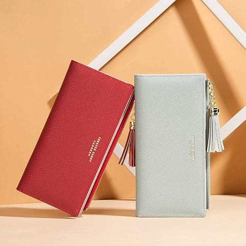 Womens Wallet Cute Elegant Long Slim Card Holder Case Minimalist Coin Purse Thin Tassels Zip Clutch Wallets for Girls Ladies thumbnail 6