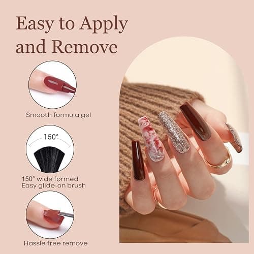 modelones Nude Gel Nail Polish Set 6Colors Pink Milky White Brown thumbnail 6