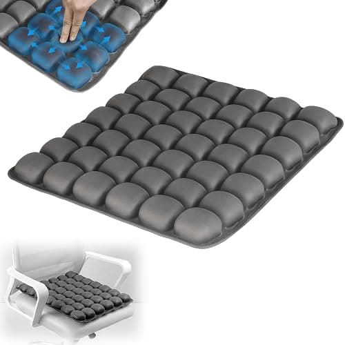 Sondour Travel Seat Cushion, Airplane Cushion Long Flight, Airplane Gadgets Inflatable Seat Cushions, Portable Airline Cushion With Air Pump, Wheelchair Cushions; Pressure Relief Seat Cushion - Grey - Image 1