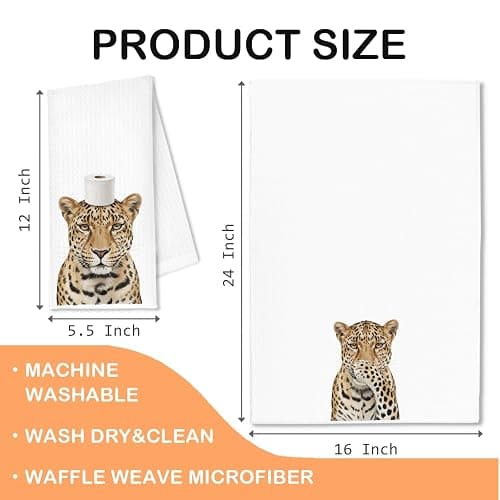 Trenstise Funny Leopard Bathroom Decor Hand Towels - Leopard Towels for Bathroom,Humorous Toilet Paper Cheetah Decorative Hand Towels for Bathroom Washroom Restroom, 16x24 Inch Set of 2 thumbnail 3